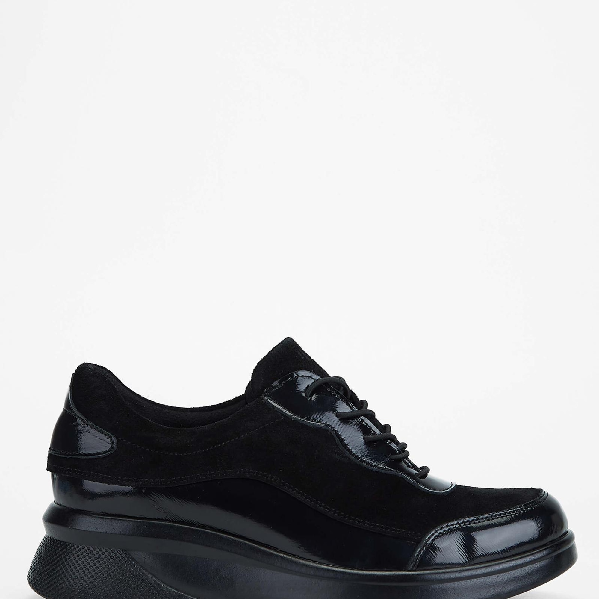 Tamer Tanca Kadın Hakiki Deri Siyah Rugan Casual Ayakkabı