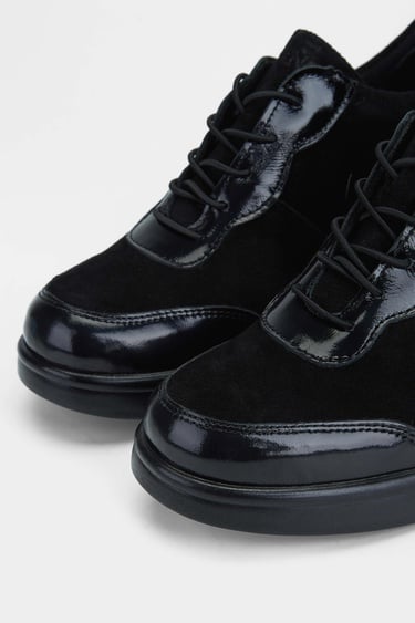  Tamer Tanca Kadın Hakiki Deri Siyah Rugan Casual Ayakkabı