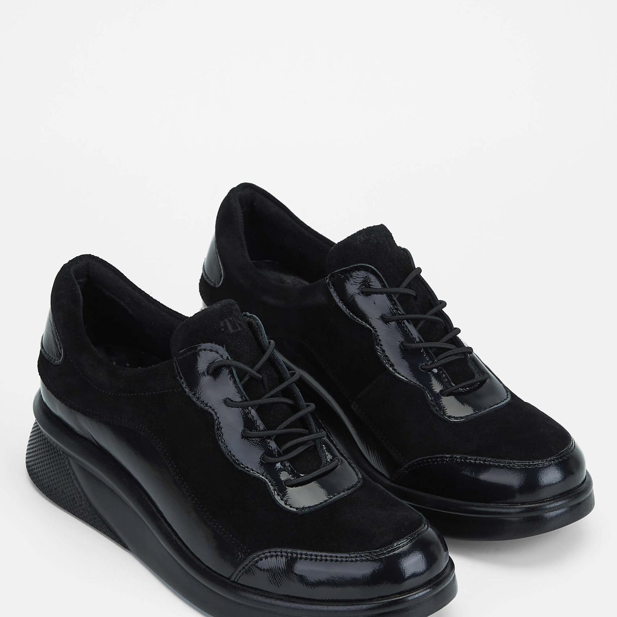 Tamer Tanca Kadın Hakiki Deri Siyah Rugan Casual Ayakkabı