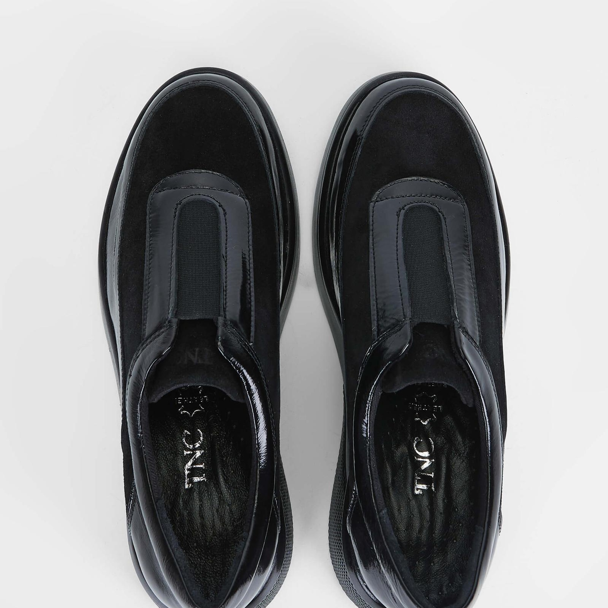 Tamer Tanca Kadın Hakiki Deri Siyah Rugan Casual Ayakkabı