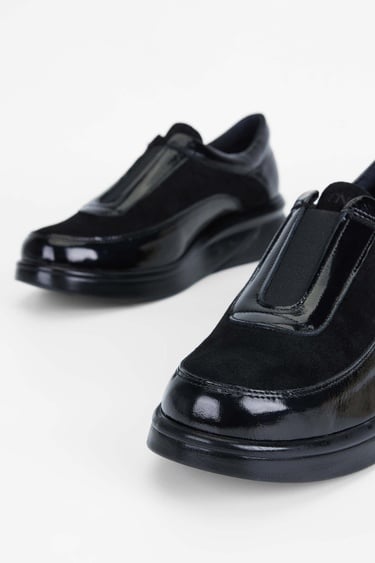  Tamer Tanca Kadın Hakiki Deri Siyah Rugan Casual Ayakkabı