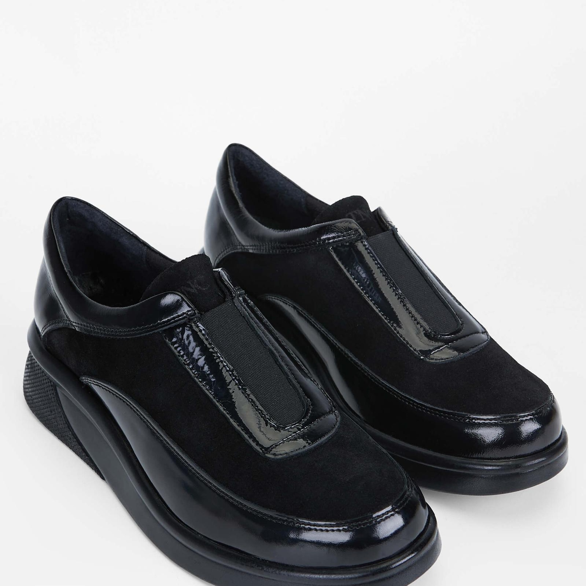 Tamer Tanca Kadın Hakiki Deri Siyah Rugan Casual Ayakkabı