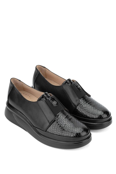  Tamer Tanca Kadın Hakiki Deri Siyah/Siyah Casual Ayakkabı