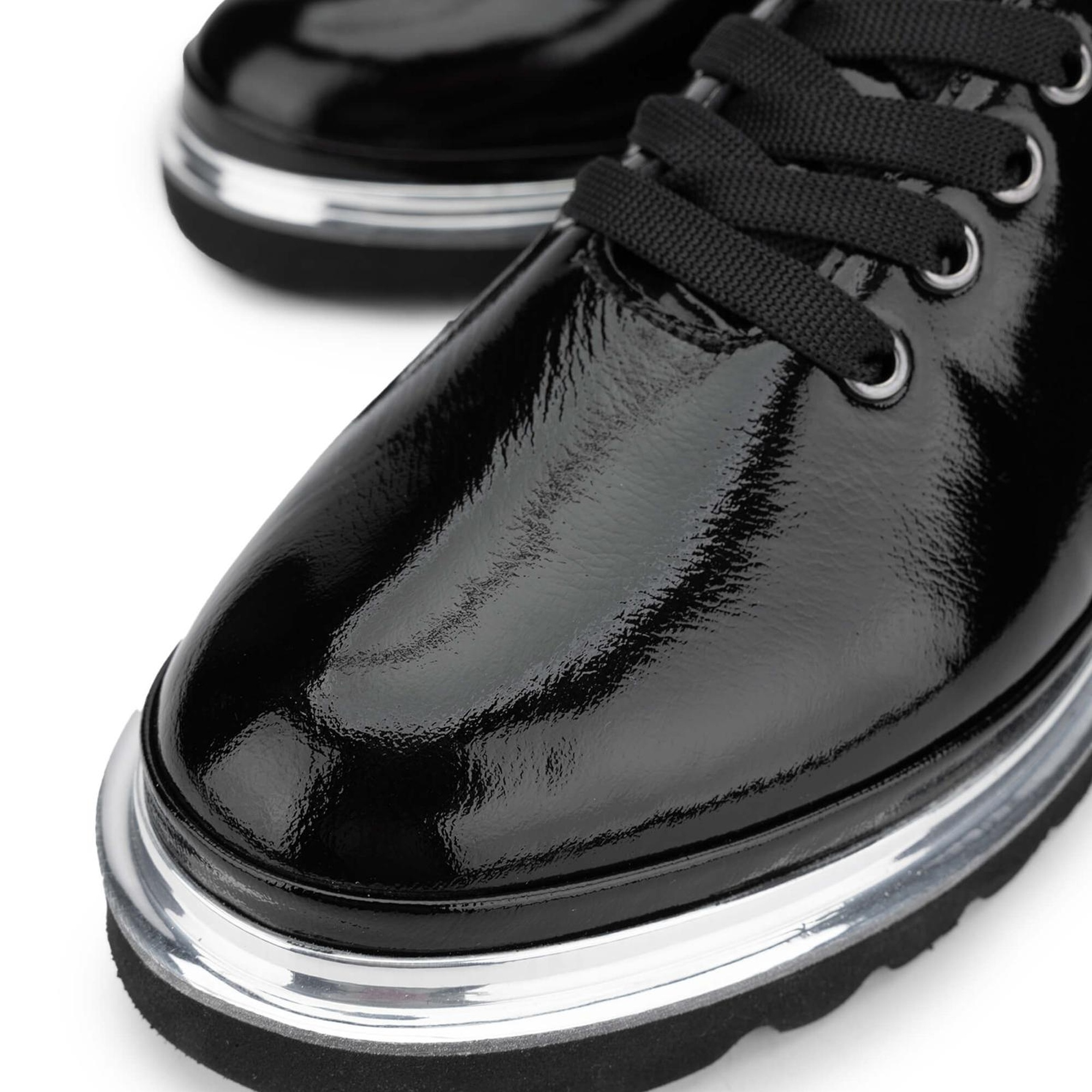 Tamer Tanca Kadın Deri Hasır Siyah Rugan Casual Ayakkabı