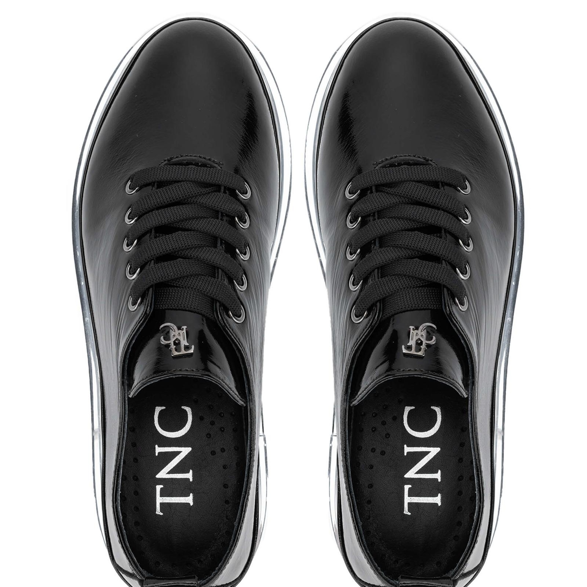 Tamer Tanca Kadın Deri Hasır Siyah Rugan Casual Ayakkabı