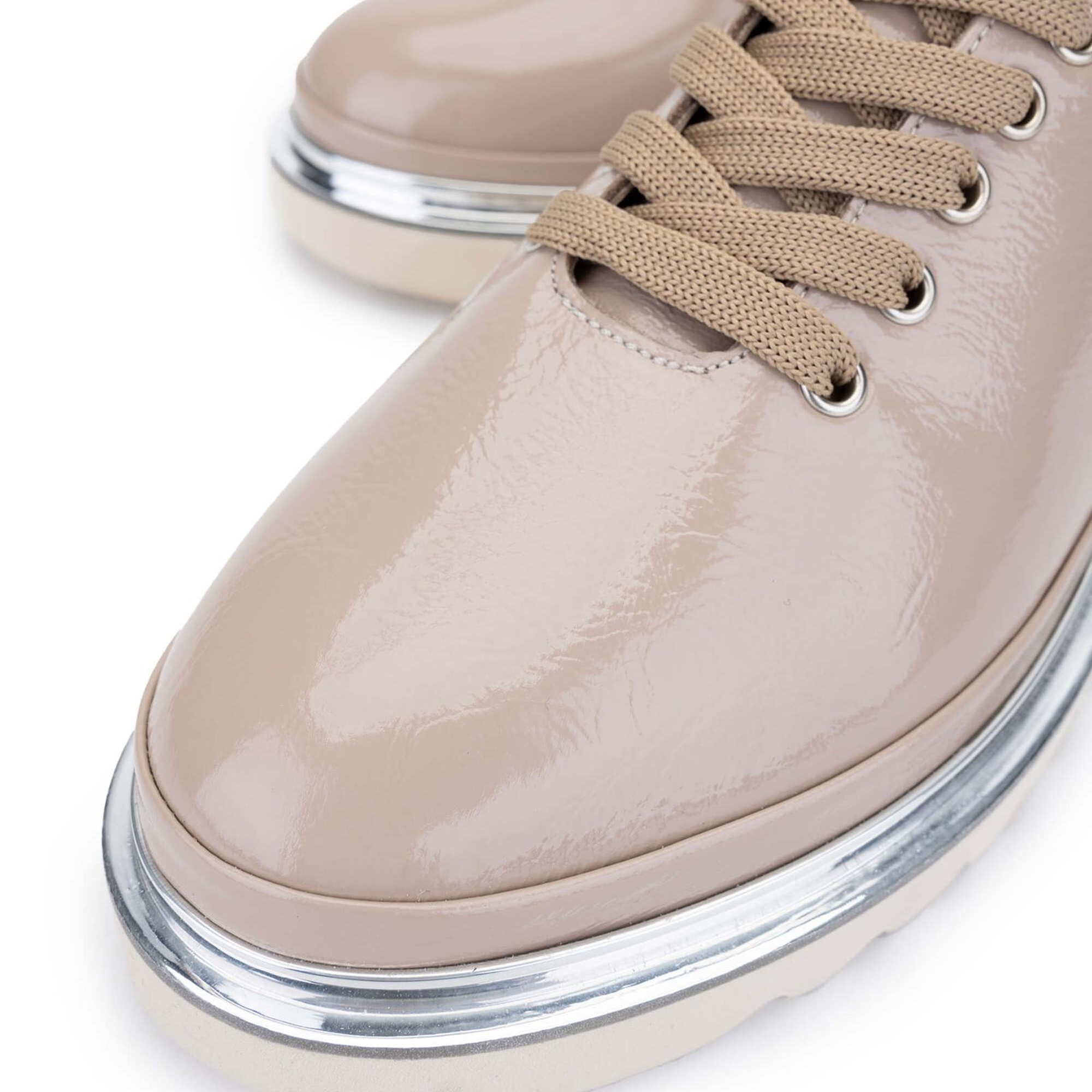 Tamer Tanca Kadın Deri Hasır Vizon Rugan Casual Ayakkabı