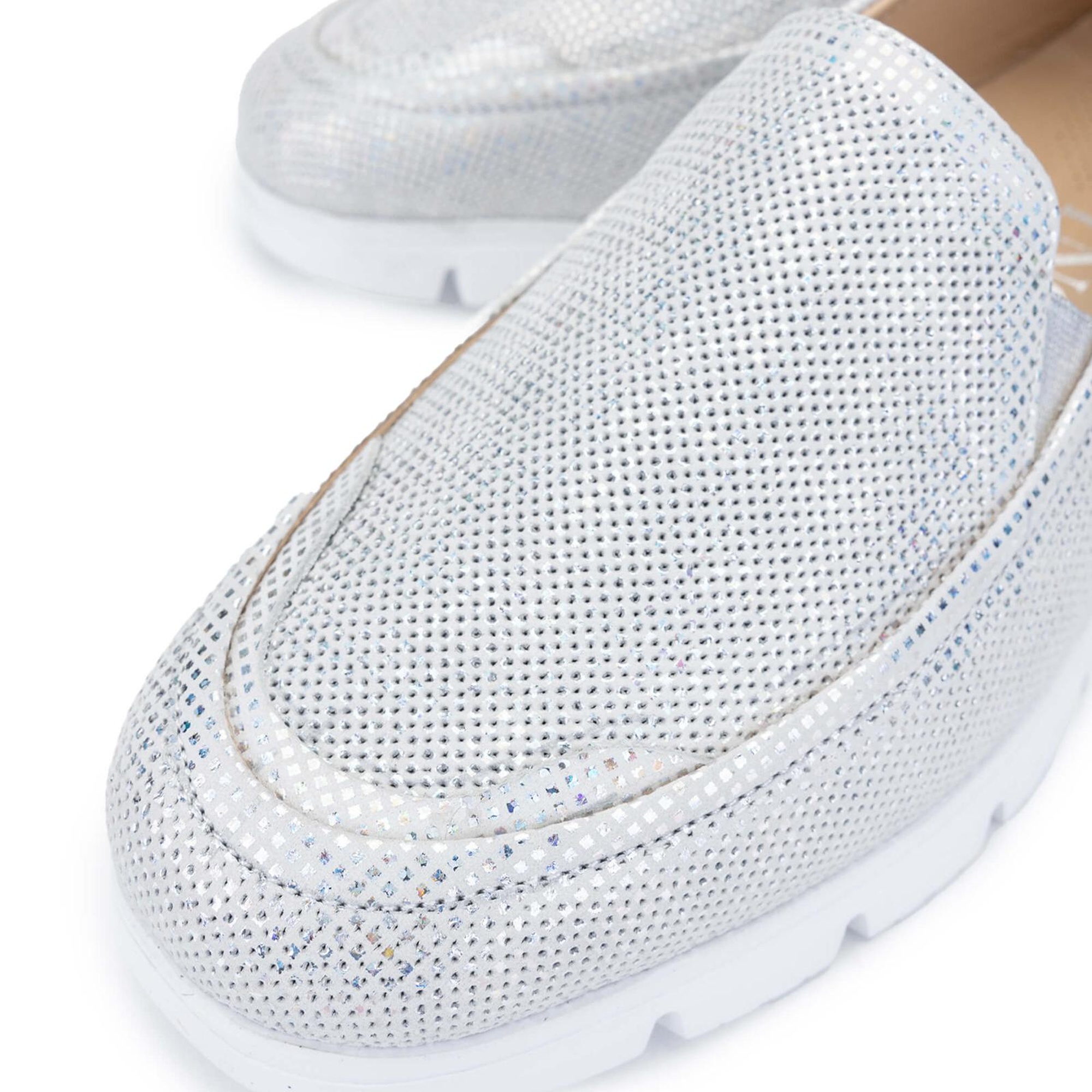 Tamer Tanca Kadın Hakiki Deri Gümüş Metalik Casual Ayakkabı