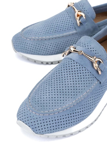  Tamer Tanca Kadın Hakiki Deri Mavi Casual Ayakkabı