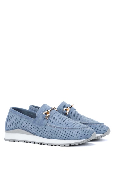  Tamer Tanca Kadın Hakiki Deri Mavi Casual Ayakkabı