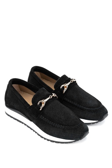  Tamer Tanca Kadın Hakiki Deri Siyah Süet Casual Ayakkabı