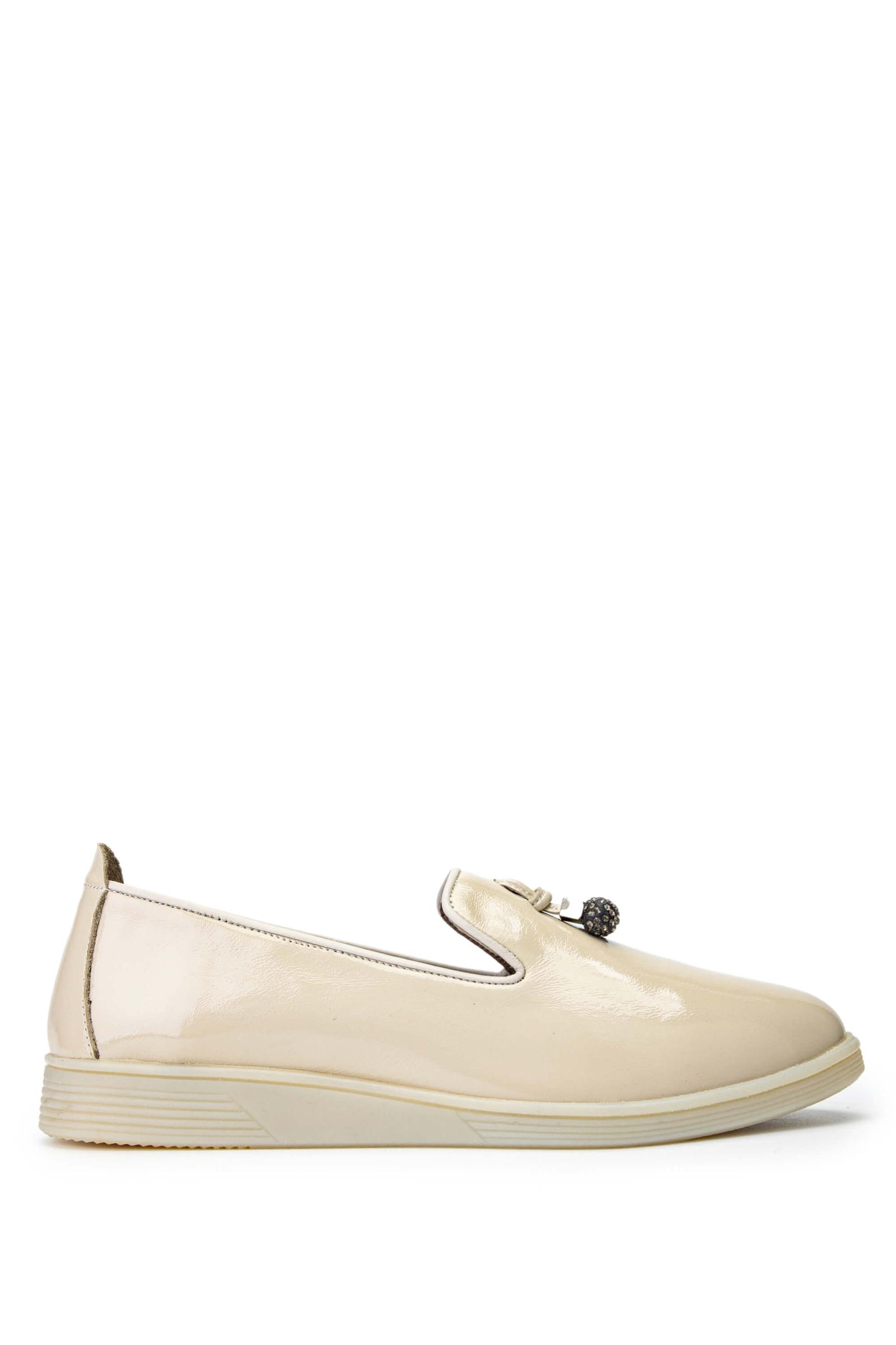  Tamer Tanca Kadın Hakiki Deri Bej Casual Ayakkabı