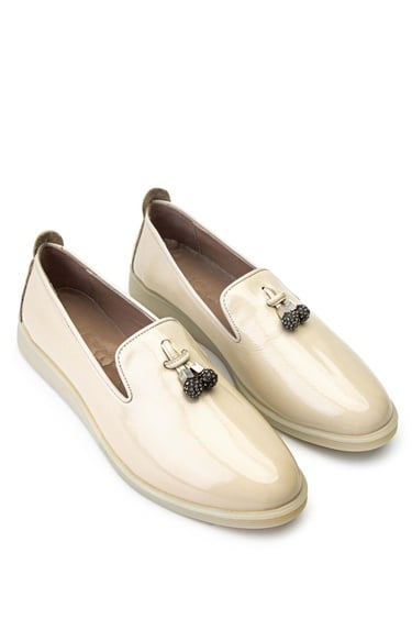  Tamer Tanca Kadın Hakiki Deri Bej Casual Ayakkabı