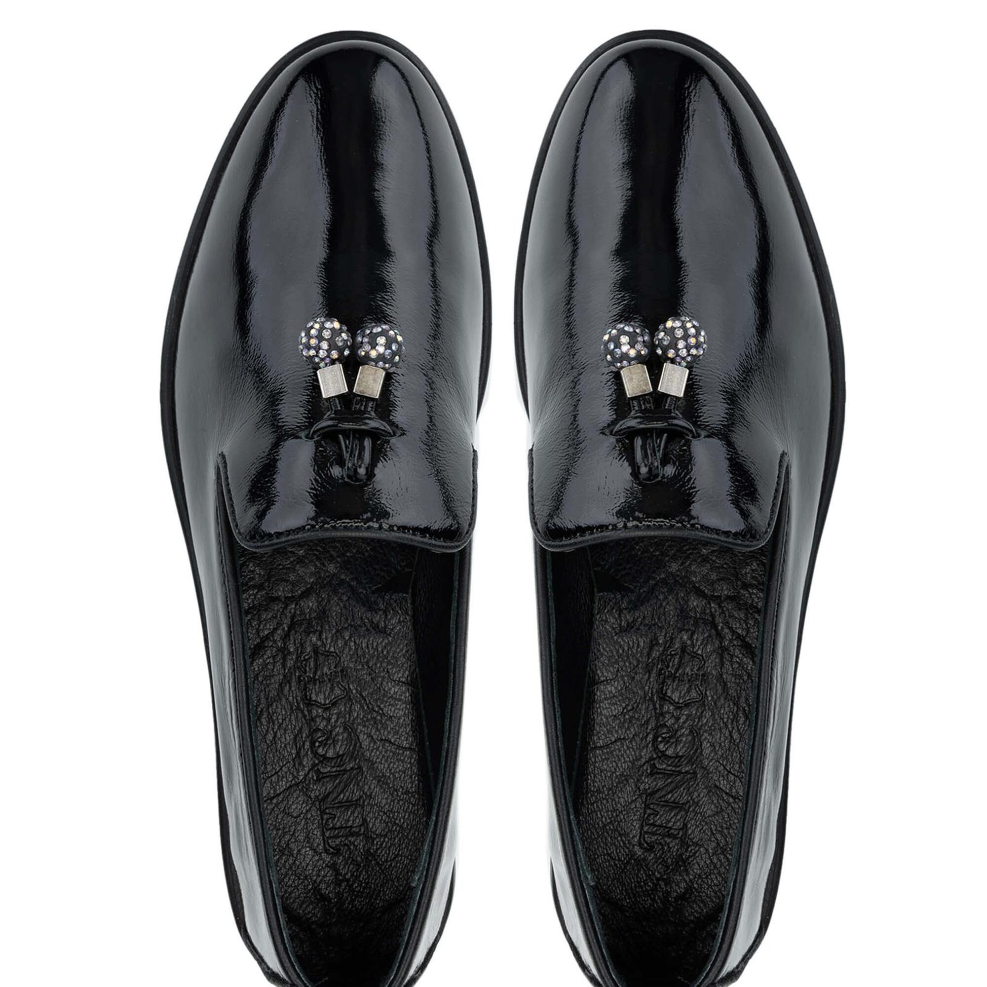 Tamer Tanca Kadın Hakiki Deri Siyah Rugan Casual Ayakkabı