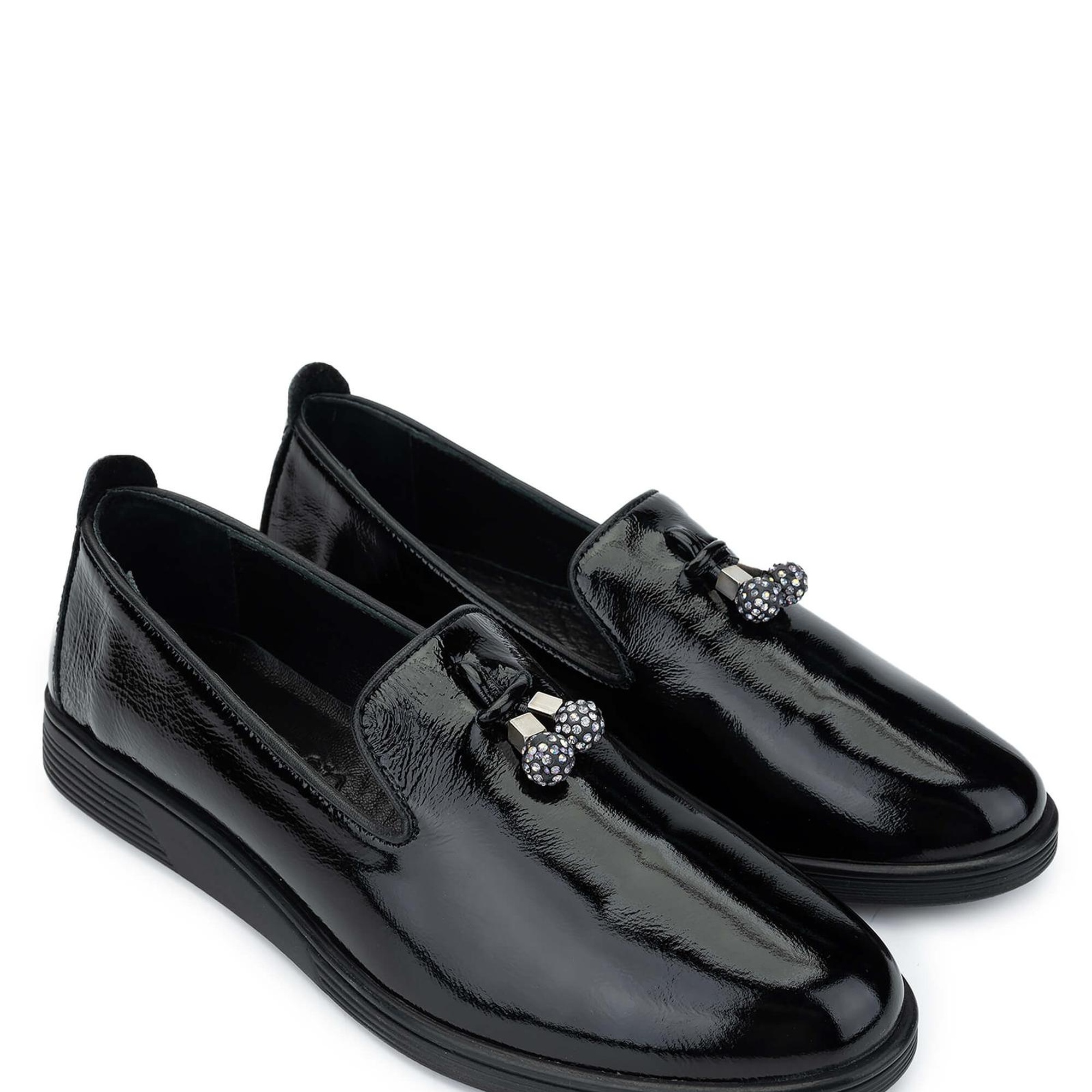 Tamer Tanca Kadın Hakiki Deri Siyah Rugan Casual Ayakkabı