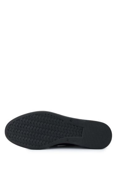  Tamer Tanca Kadın Hakiki Deri Siyah Rugan Casual Ayakkabı