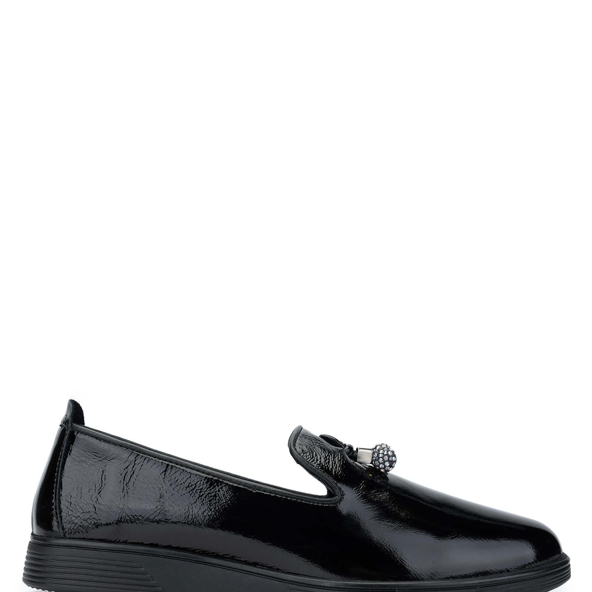 Tamer Tanca Kadın Hakiki Deri Siyah Rugan Casual Ayakkabı