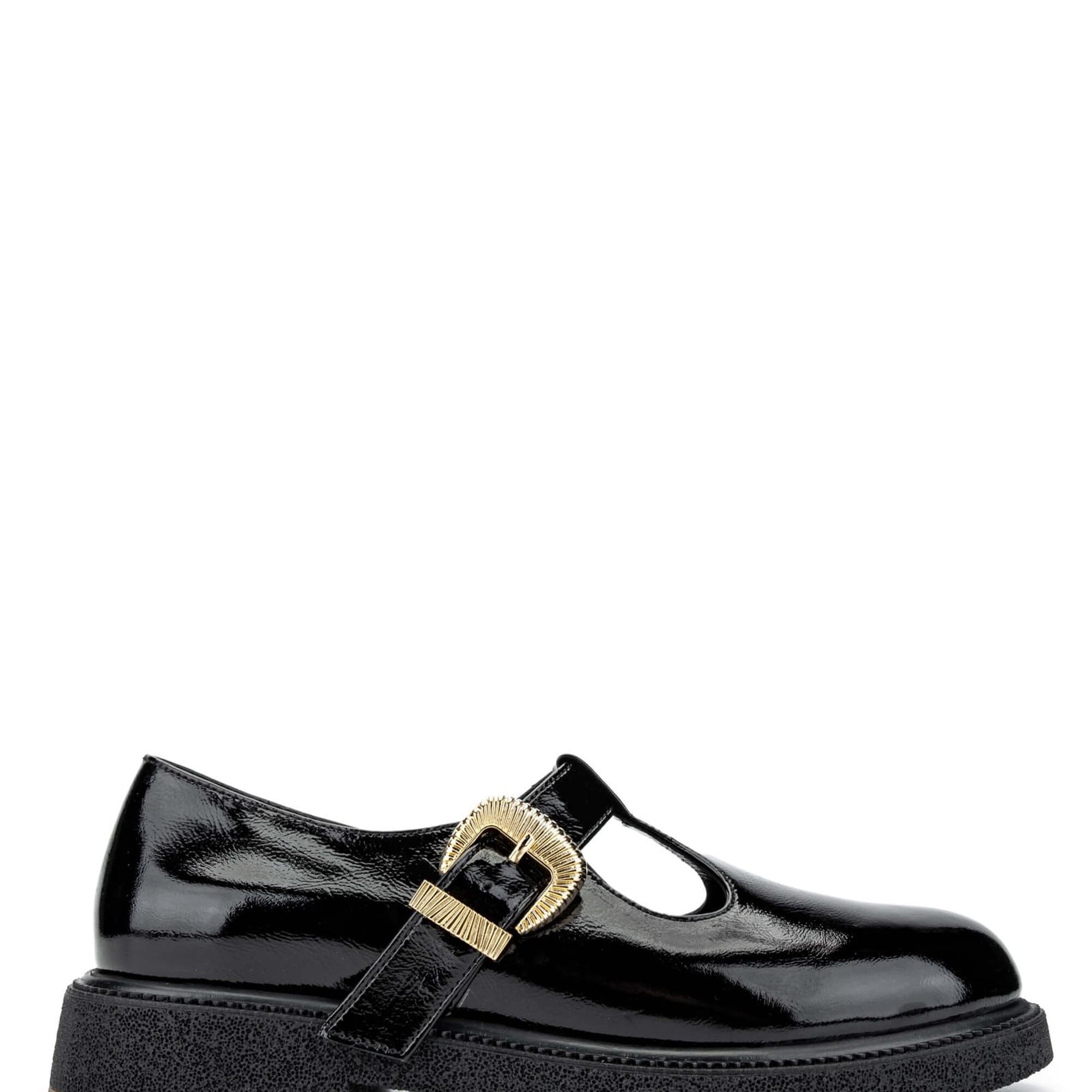 Tamer Tanca Kadın Hakiki Deri Siyah Rugan Casual Ayakkabı