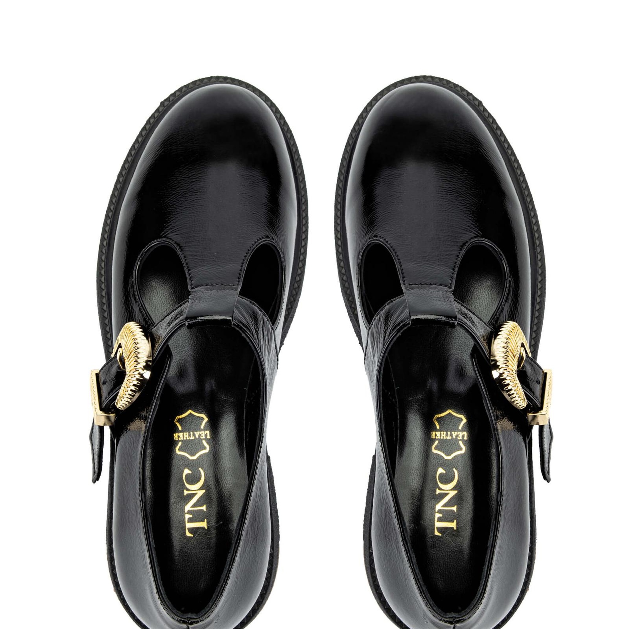 Tamer Tanca Kadın Hakiki Deri Siyah Rugan Casual Ayakkabı