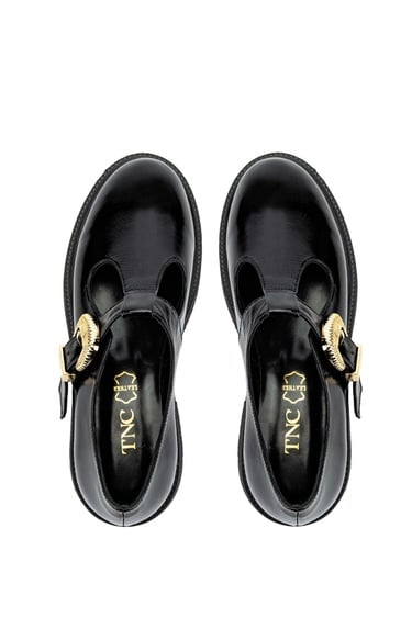  Tamer Tanca Kadın Hakiki Deri Siyah Rugan Casual Ayakkabı