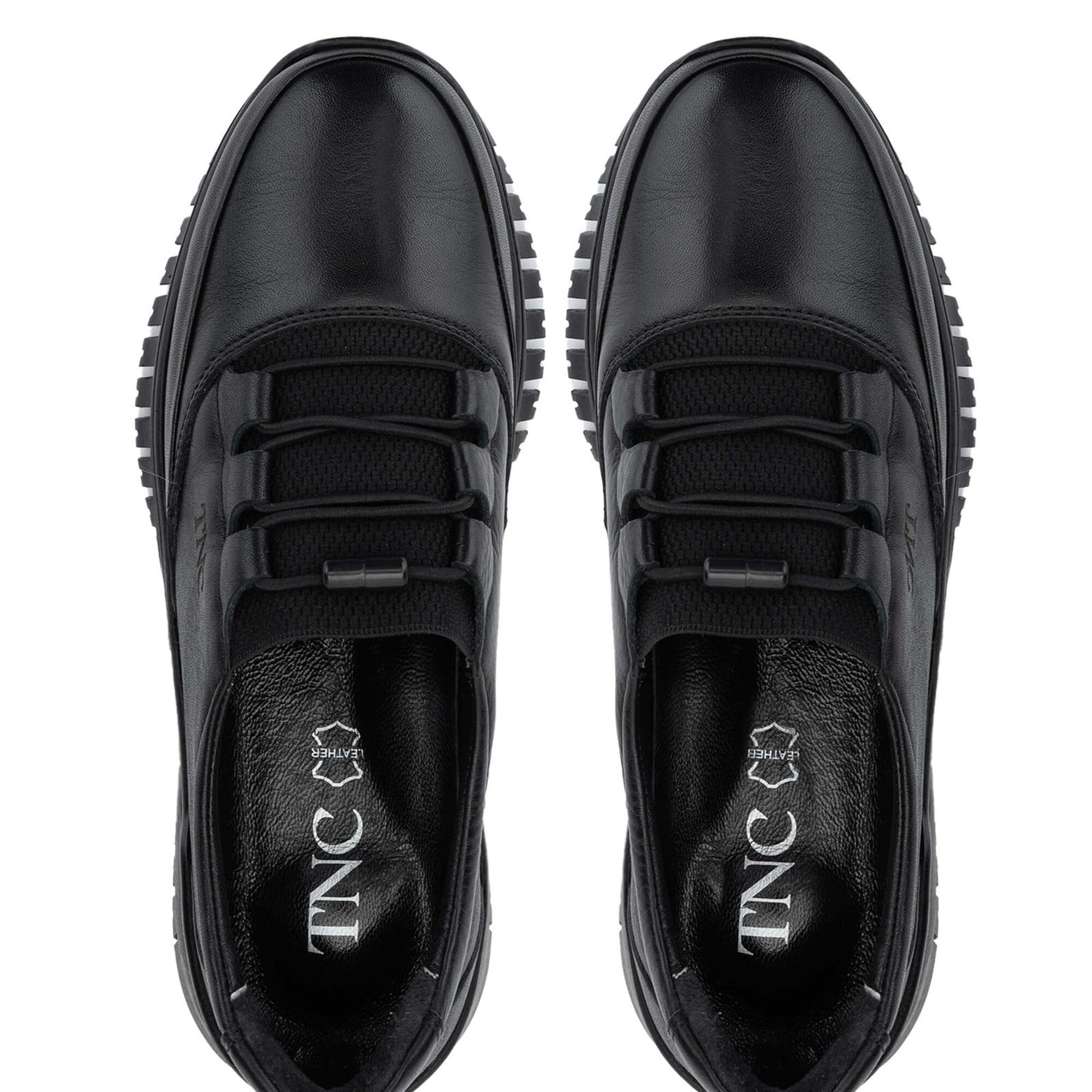 Tamer Tanca Kadın Hakiki Deri Siyah Deri Casual Ayakkabı