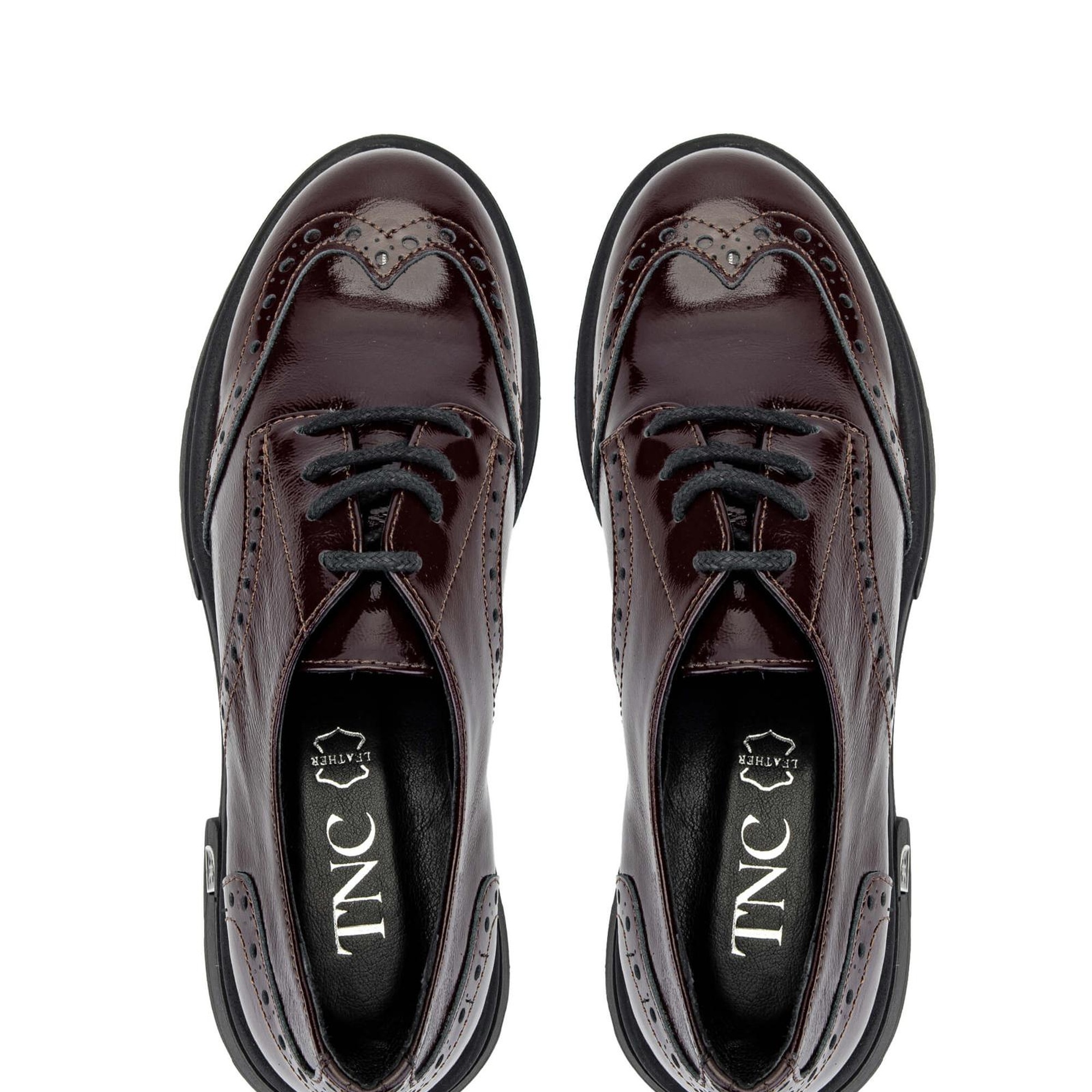 Tamer Tanca Kadın Hakiki Deri Bordo Rugan Casual Ayakkabı