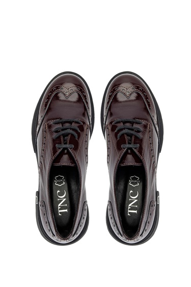  Tamer Tanca Kadın Hakiki Deri Bordo Rugan Casual Ayakkabı