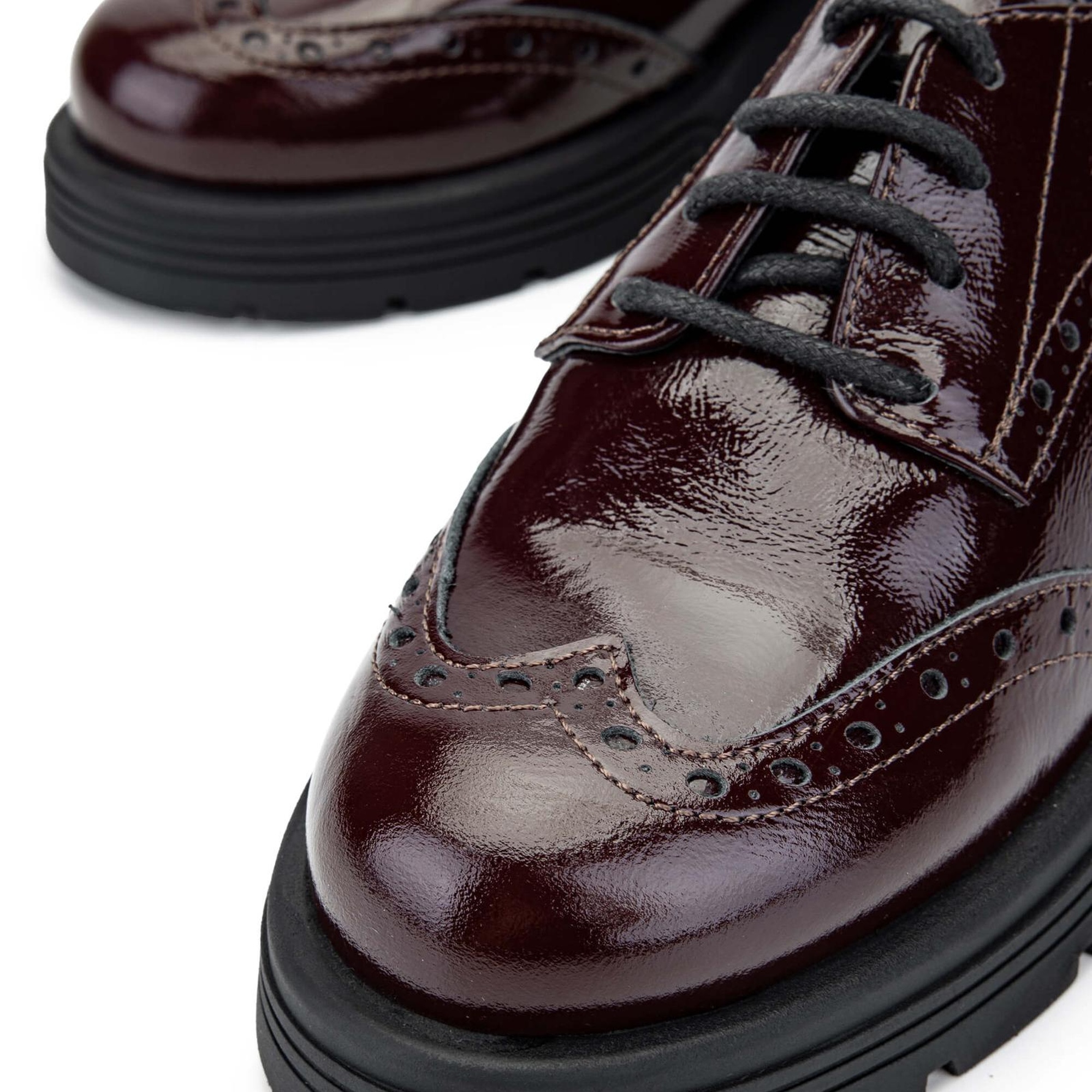 Tamer Tanca Kadın Hakiki Deri Bordo Rugan Casual Ayakkabı