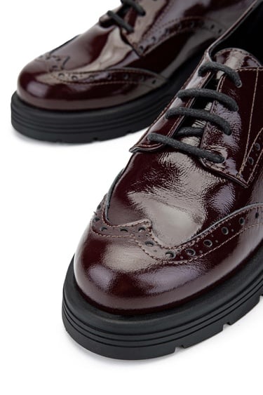  Tamer Tanca Kadın Hakiki Deri Bordo Rugan Casual Ayakkabı