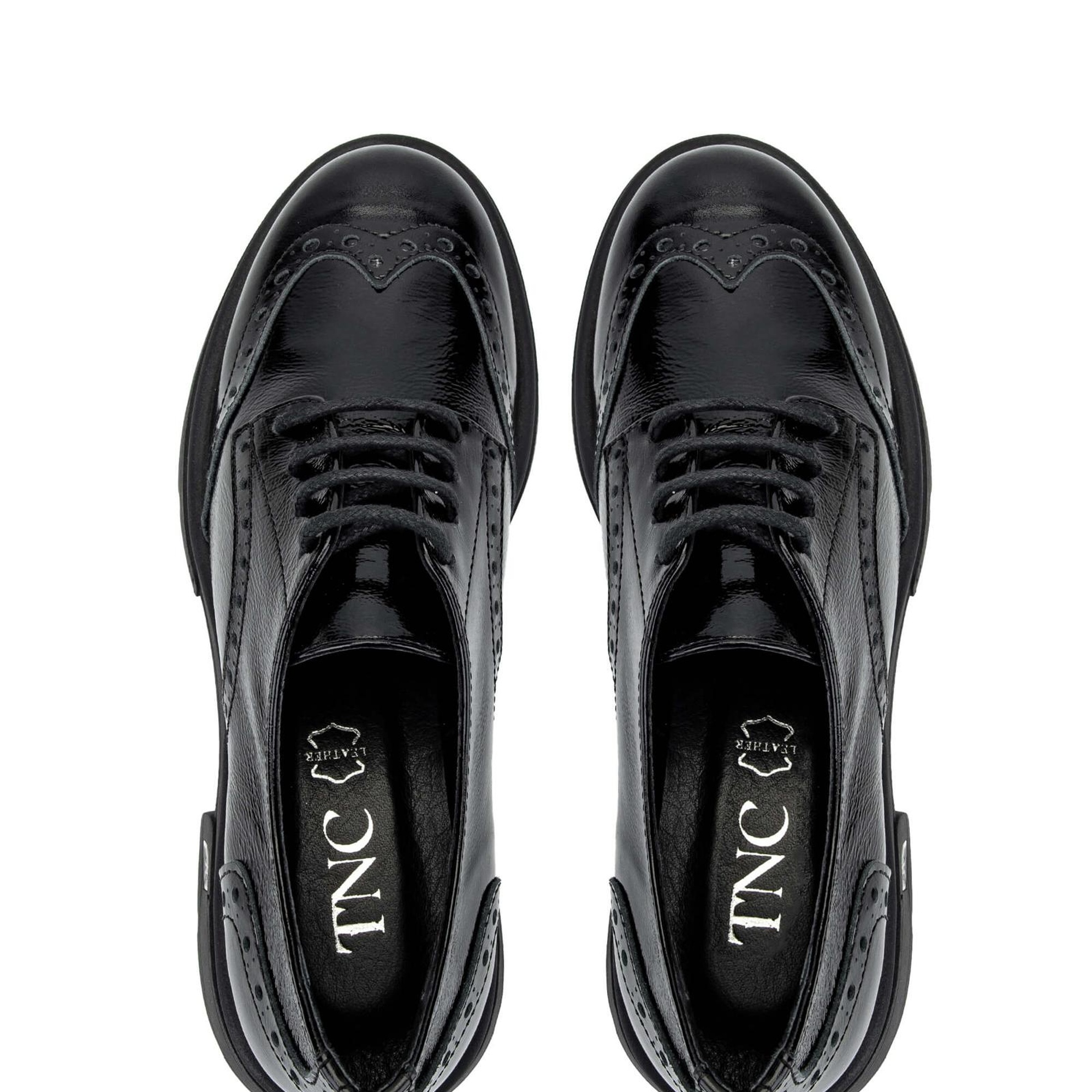 Tamer Tanca Kadın Hakiki Deri Siyah Rugan Casual Ayakkabı