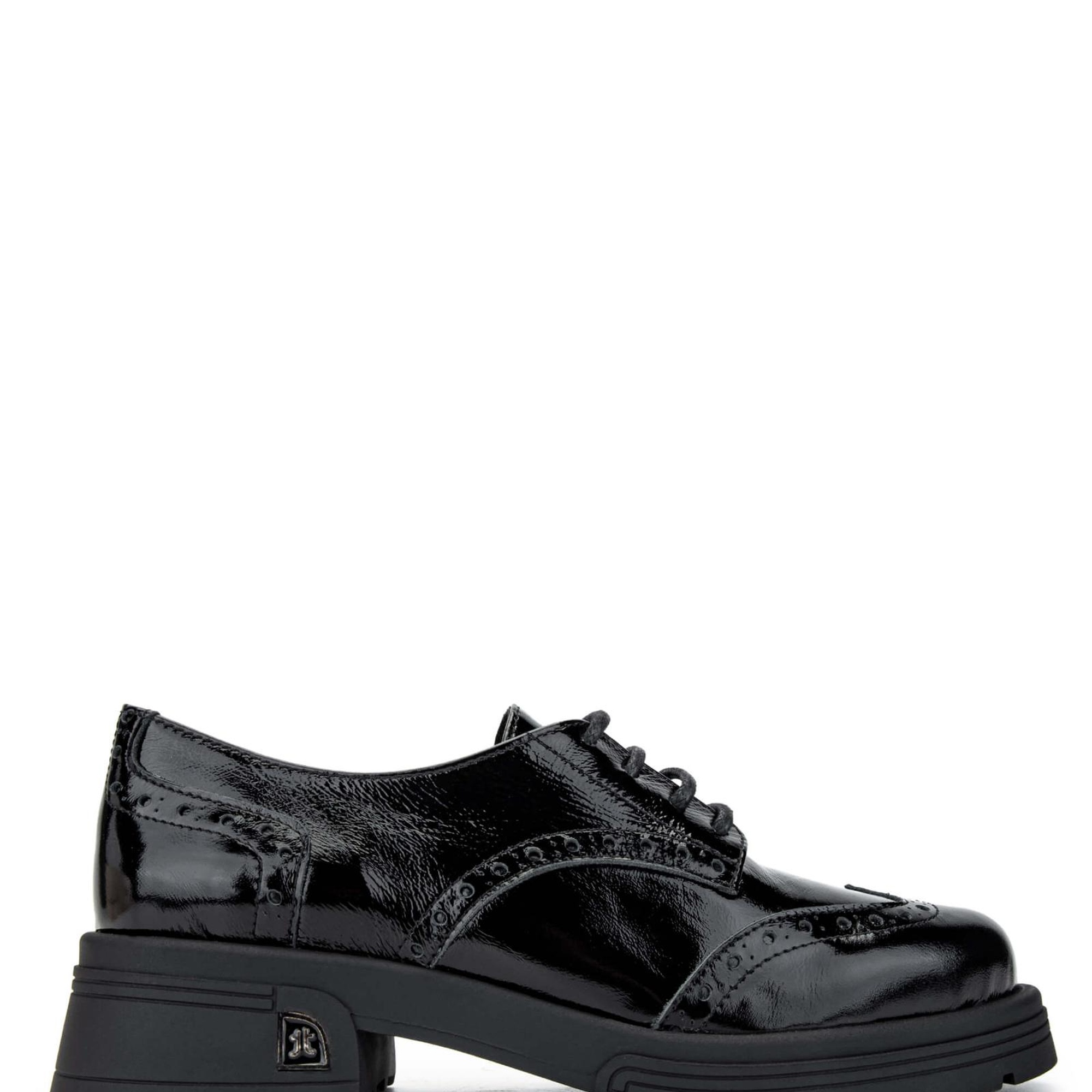 Tamer Tanca Kadın Hakiki Deri Siyah Rugan Casual Ayakkabı