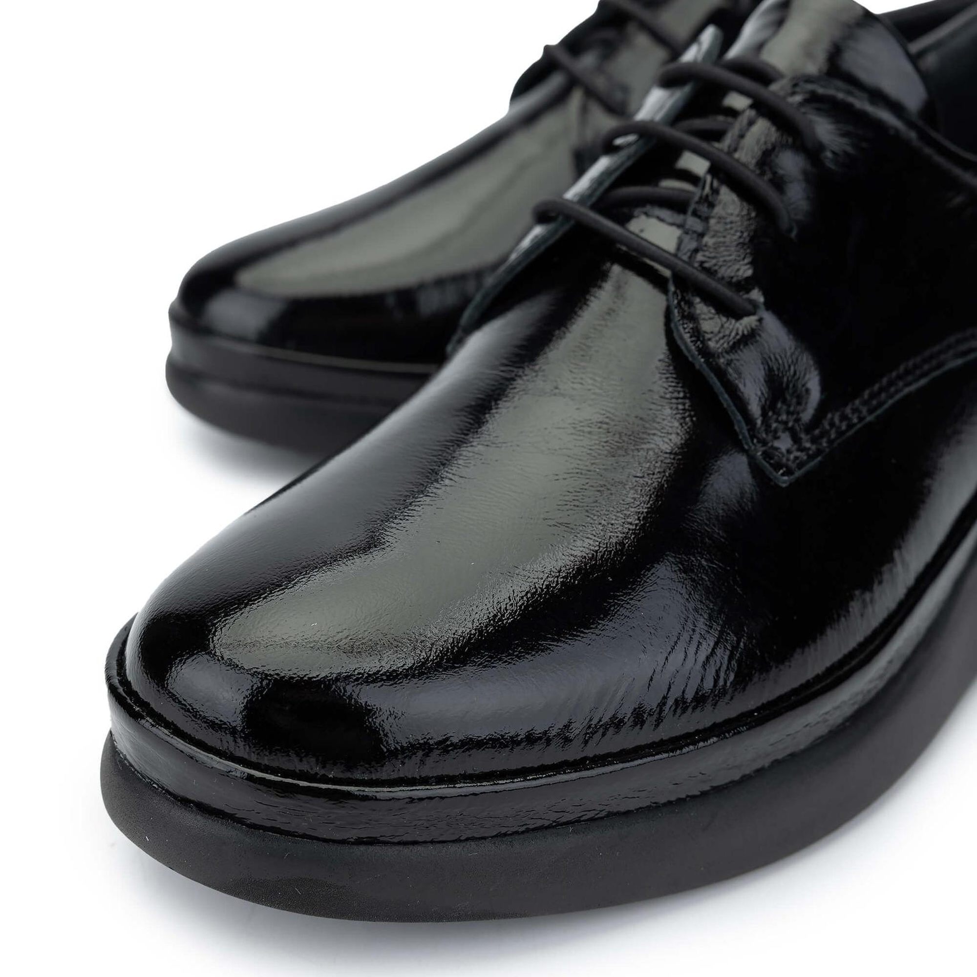 Tamer Tanca Kadın Hakiki Deri Siyah Rugan Casual Ayakkabı