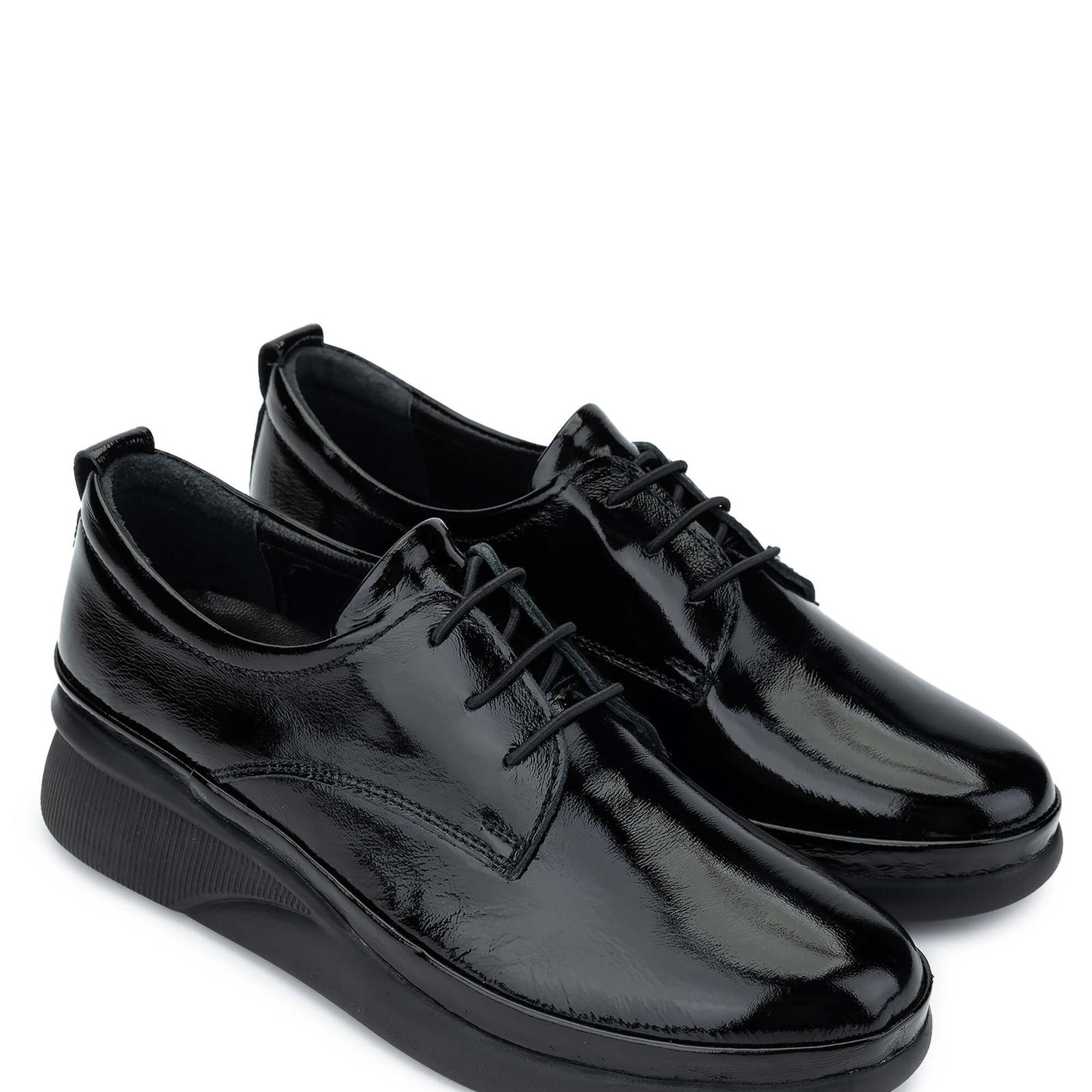 Tamer Tanca Kadın Hakiki Deri Siyah Rugan Casual Ayakkabı