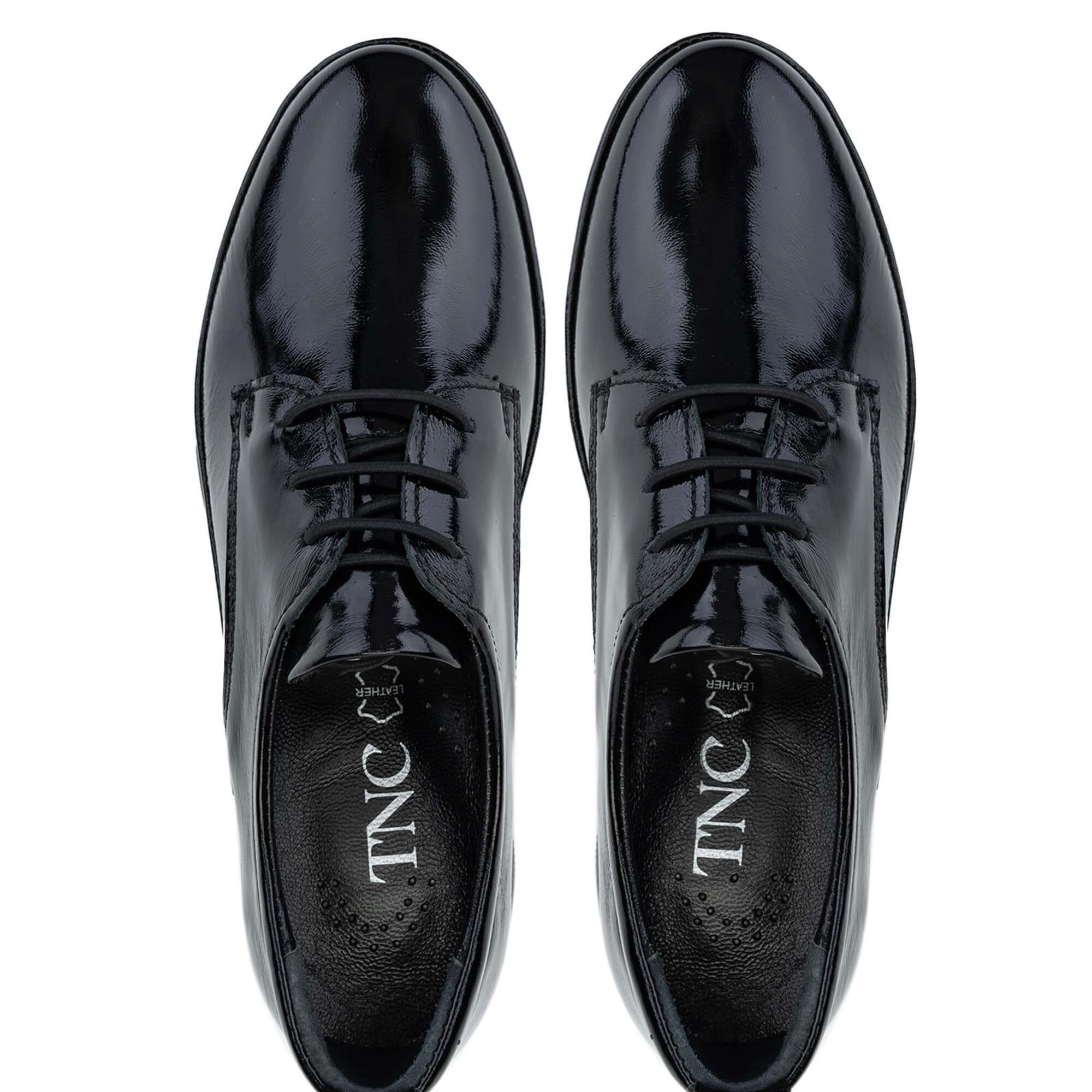 Tamer Tanca Kadın Hakiki Deri Siyah Rugan Casual Ayakkabı