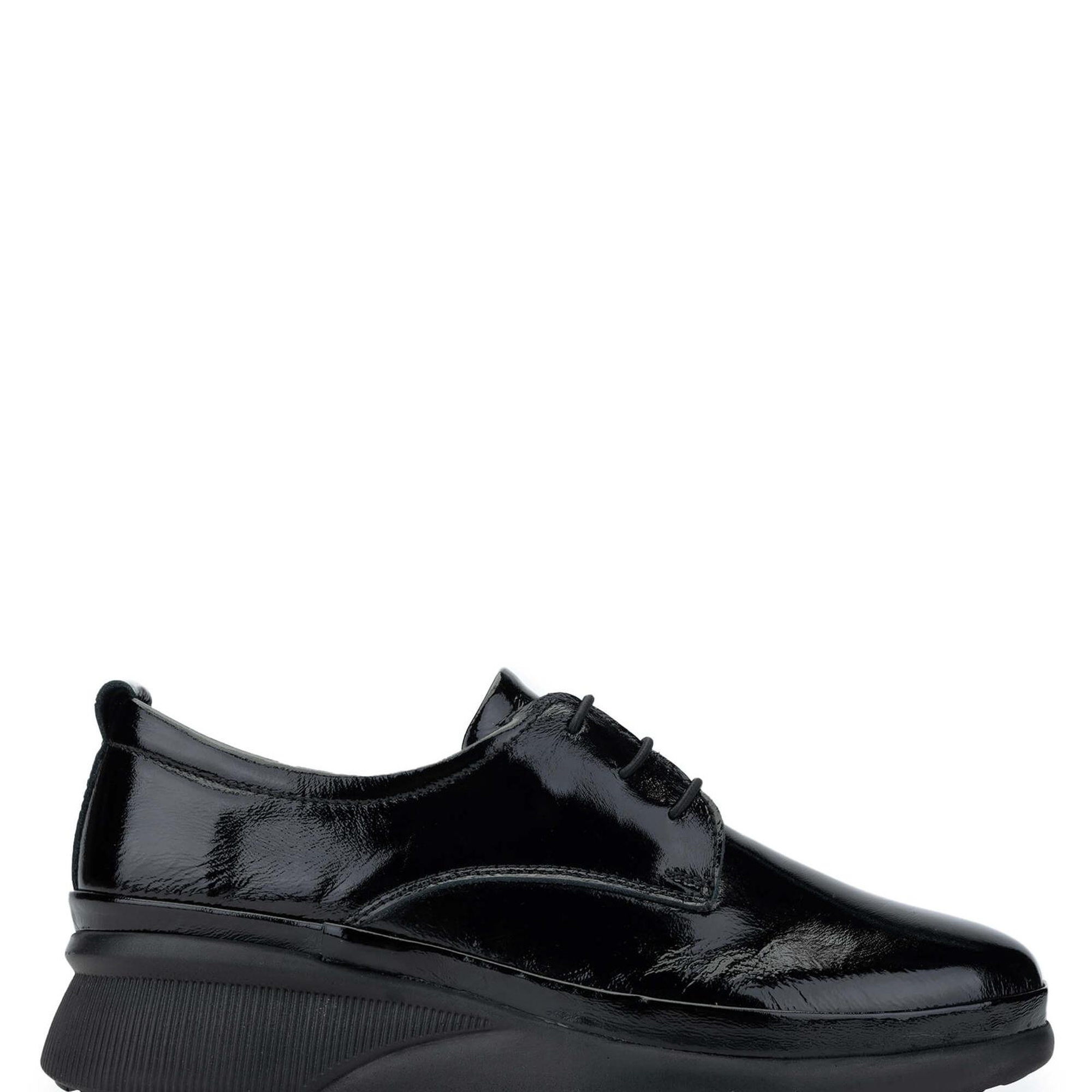 Tamer Tanca Kadın Hakiki Deri Siyah Rugan Casual Ayakkabı