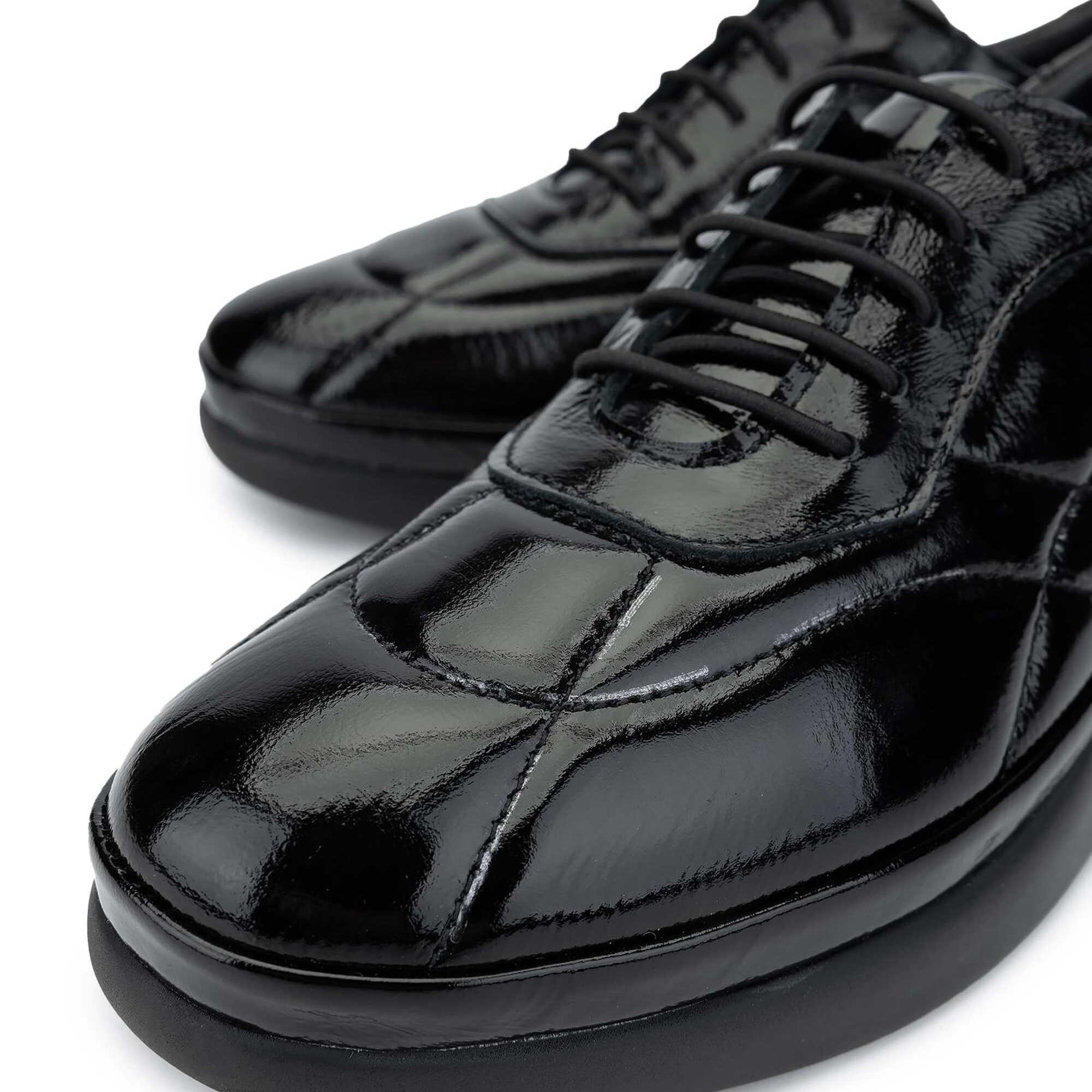 Tamer Tanca Kadın Hakiki Deri Siyah Rugan Casual Ayakkabı