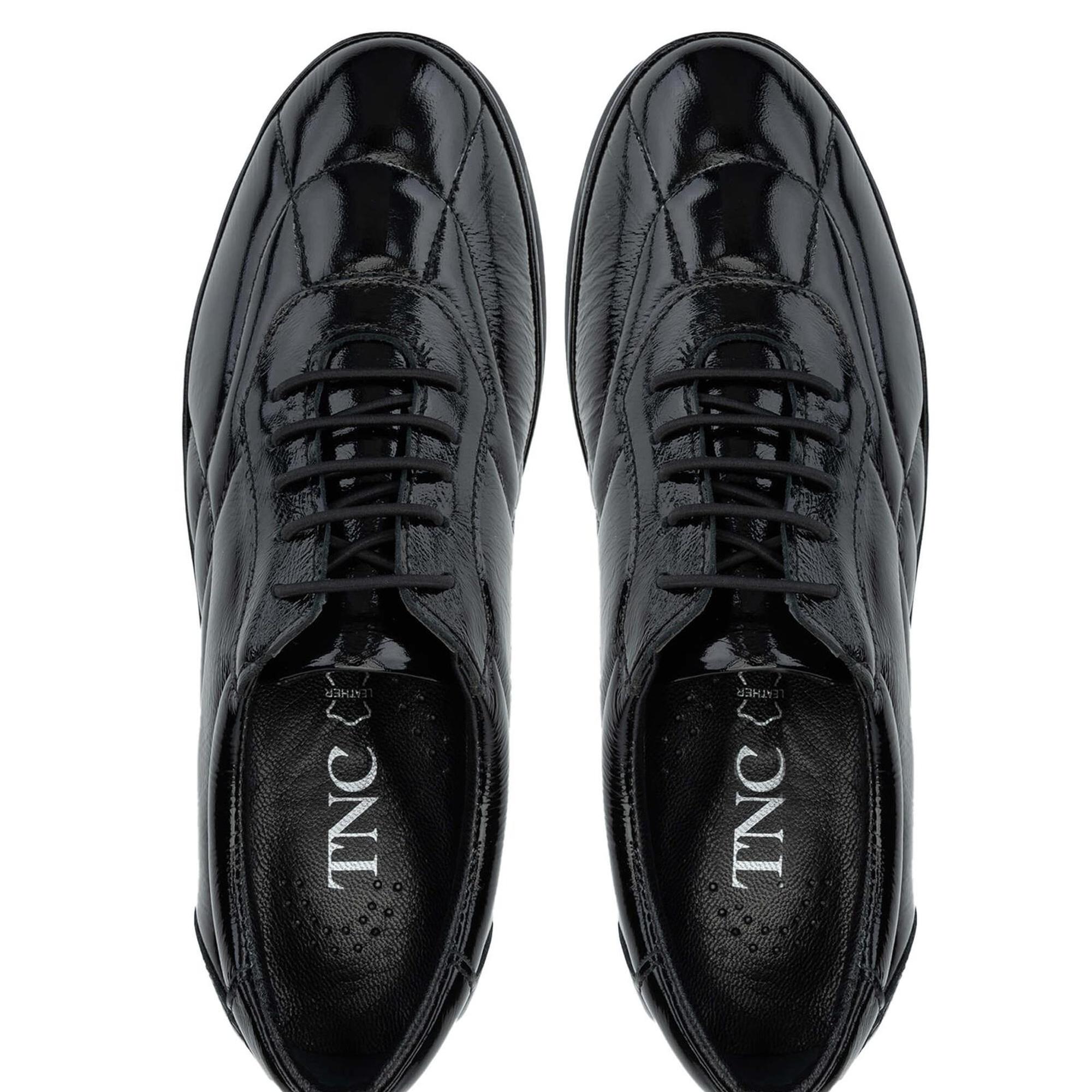 Tamer Tanca Kadın Hakiki Deri Siyah Rugan Casual Ayakkabı