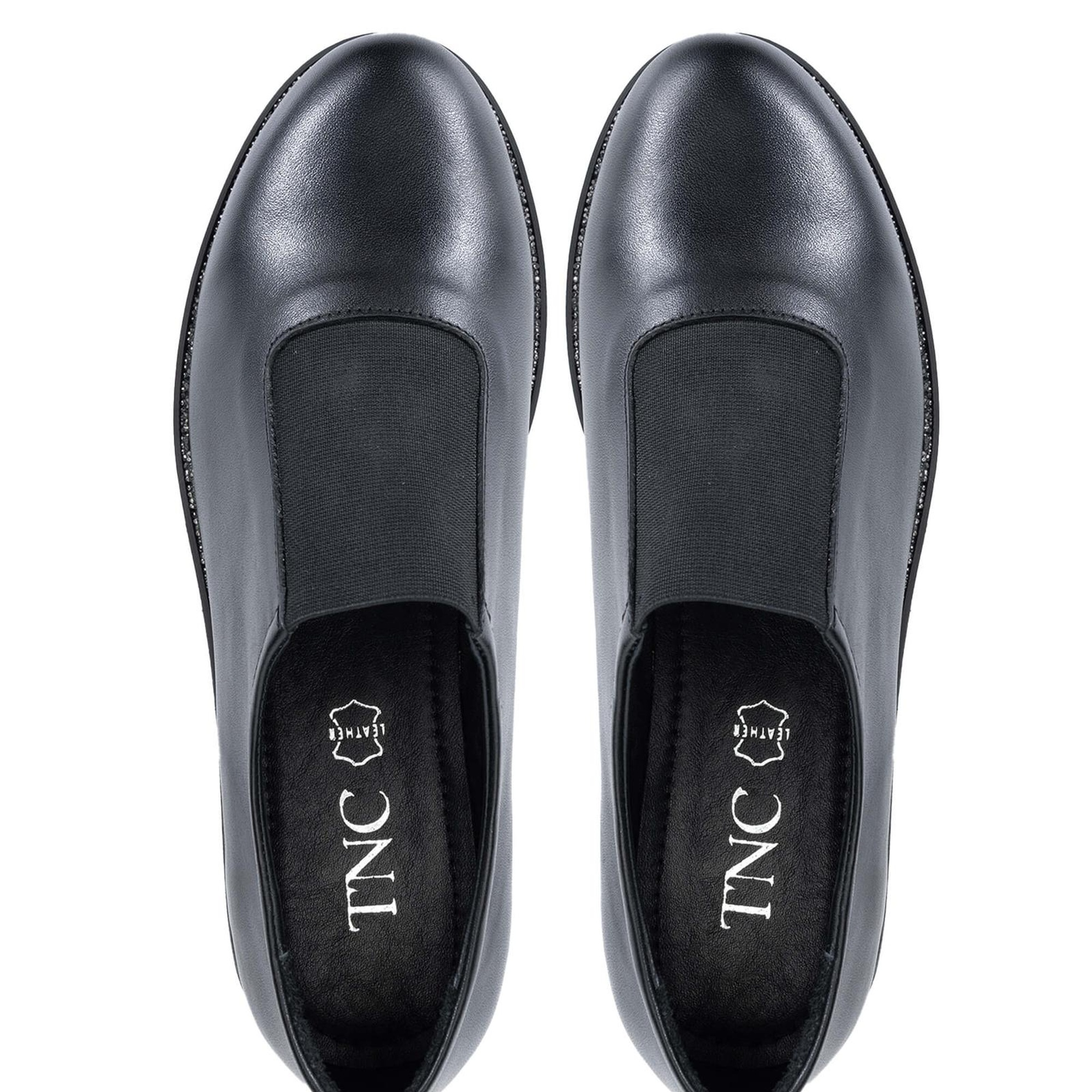 Tamer Tanca Kadın Hakiki Deri Siyah Deri Casual Ayakkabı