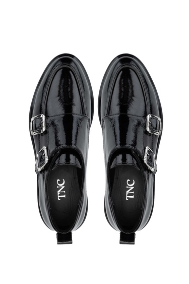  Tamer Tanca Kadın Hakiki Deri Siyah Rugan Casual Ayakkabı