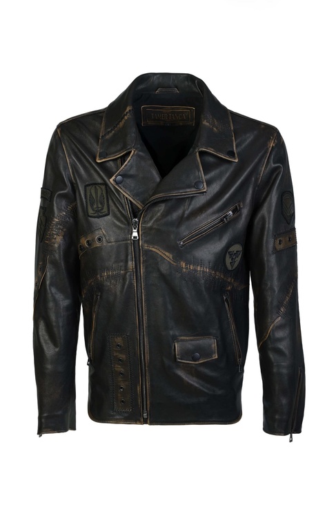  Tamer Tanca Erkek Hakiki Deri Siyah Eskitme Deri Mont