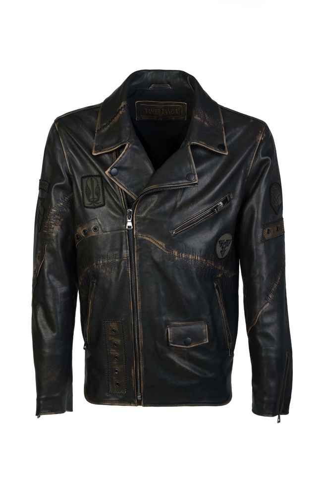  Tamer Tanca Erkek Hakiki Deri Siyah Eskitme Deri Mont