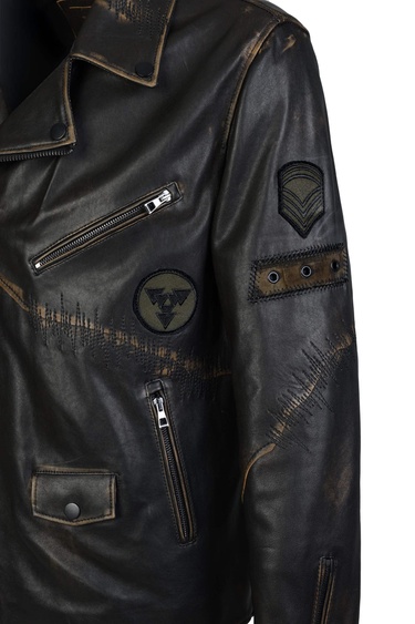  Tamer Tanca Erkek Hakiki Deri Siyah Eskitme Deri Mont