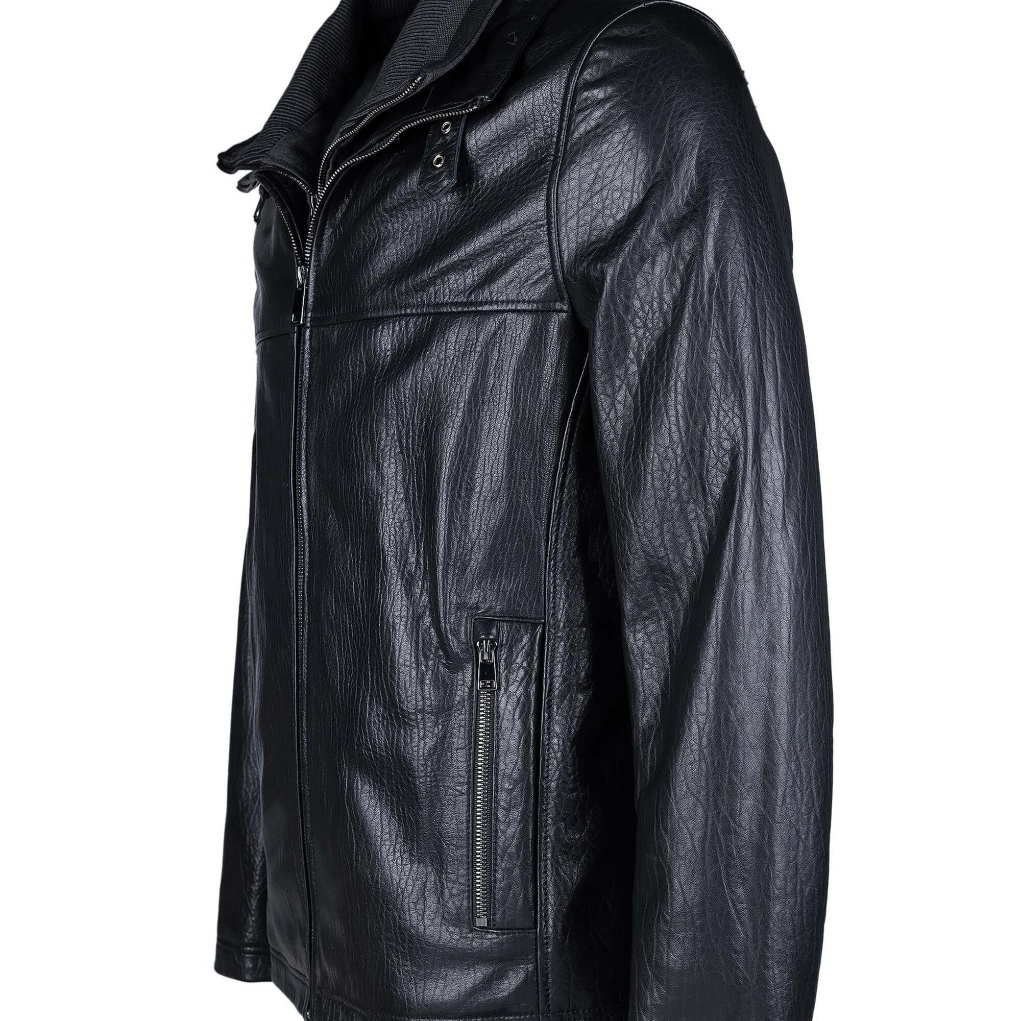 Tamer Tanca Erkek Deri & Tekstil Siyah Jumbo Deri Mont