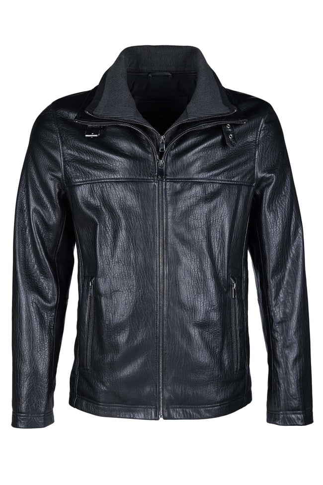  Tamer Tanca Erkek Deri & Tekstil Siyah Jumbo Deri Mont