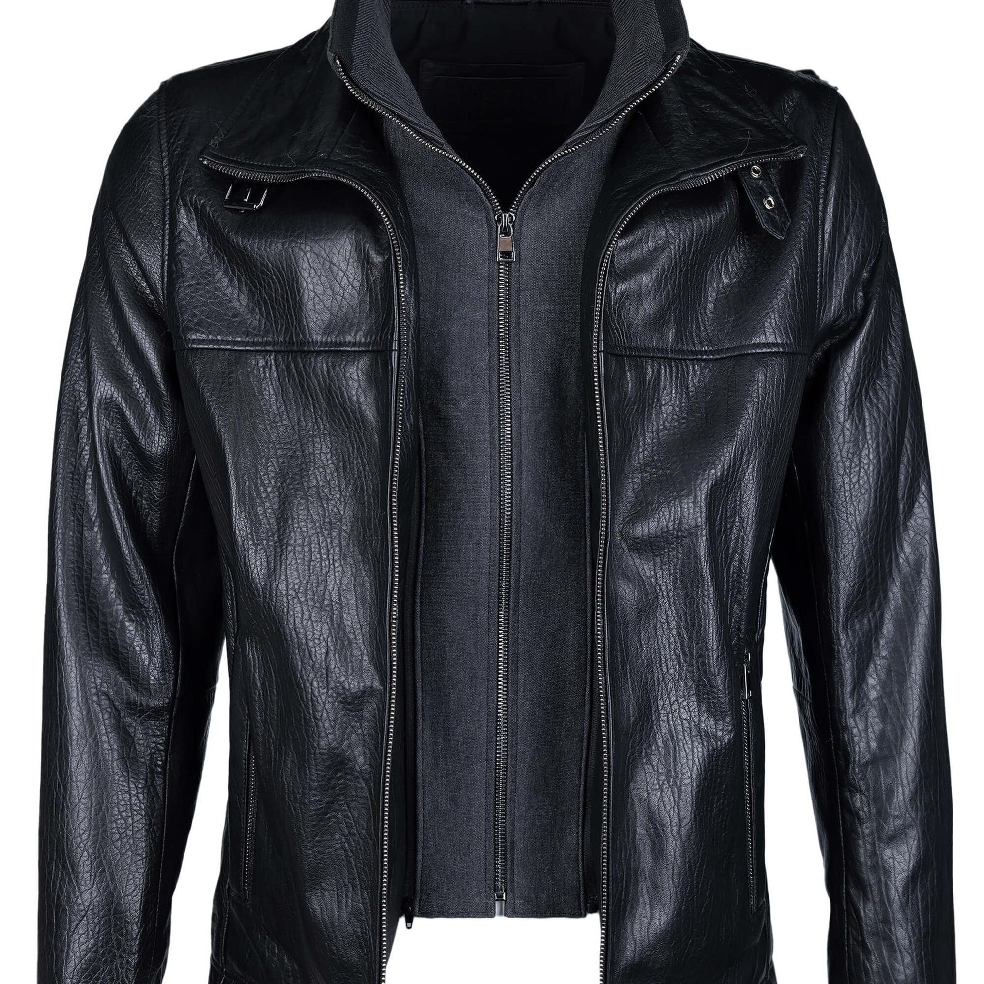 Tamer Tanca Erkek Deri & Tekstil Siyah Jumbo Deri Mont