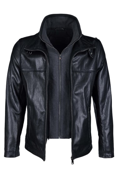  Tamer Tanca Erkek Deri & Tekstil Siyah Jumbo Deri Mont