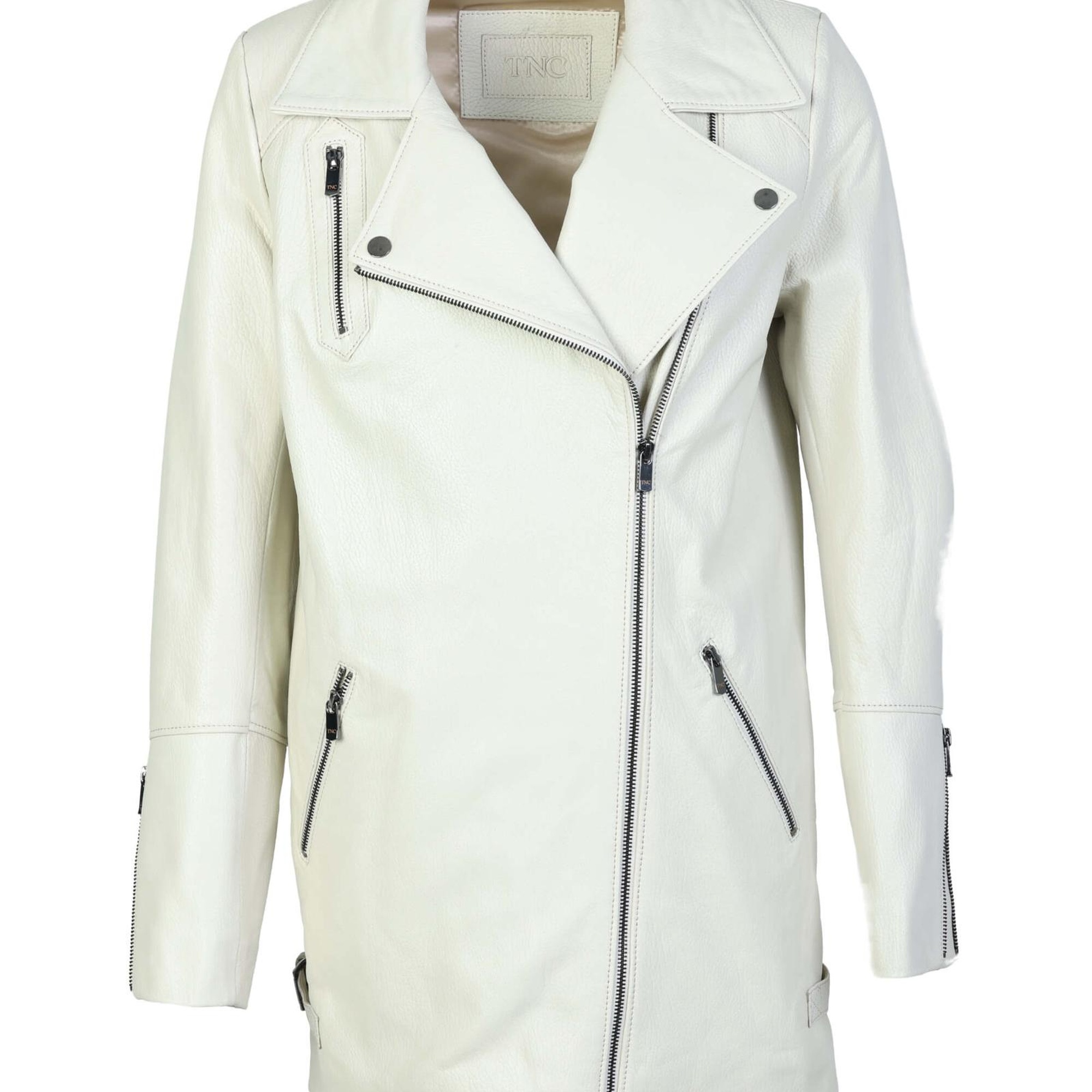 Tamer Tanca Kadın Hakiki Deri Kırık Beyaz Deri Mont