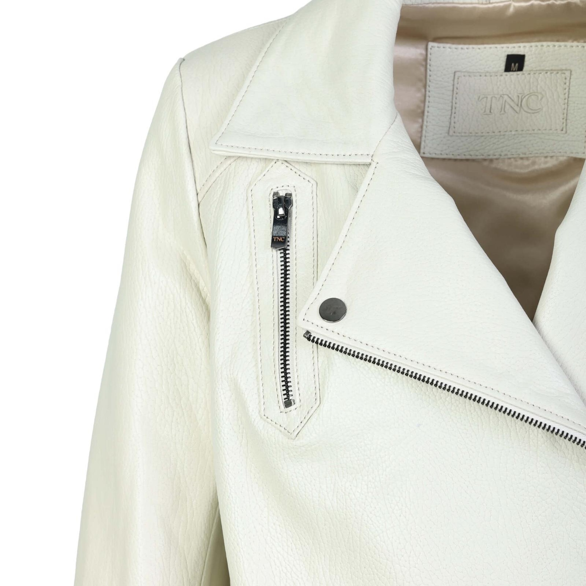 Tamer Tanca Kadın Hakiki Deri Kırık Beyaz Deri Mont