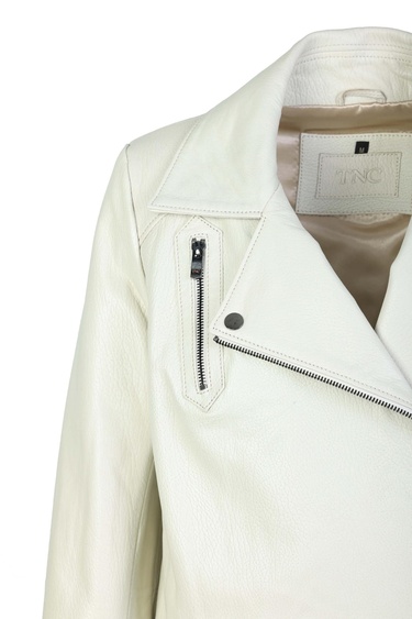  Tamer Tanca Kadın Hakiki Deri Kırık Beyaz Deri Mont