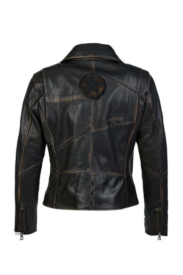  Tamer Tanca Kadın Hakiki Deri Siyah Eskitme Deri Mont