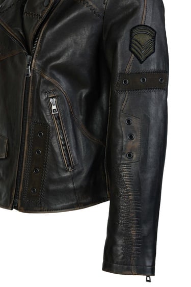  Tamer Tanca Kadın Hakiki Deri Siyah Eskitme Deri Mont